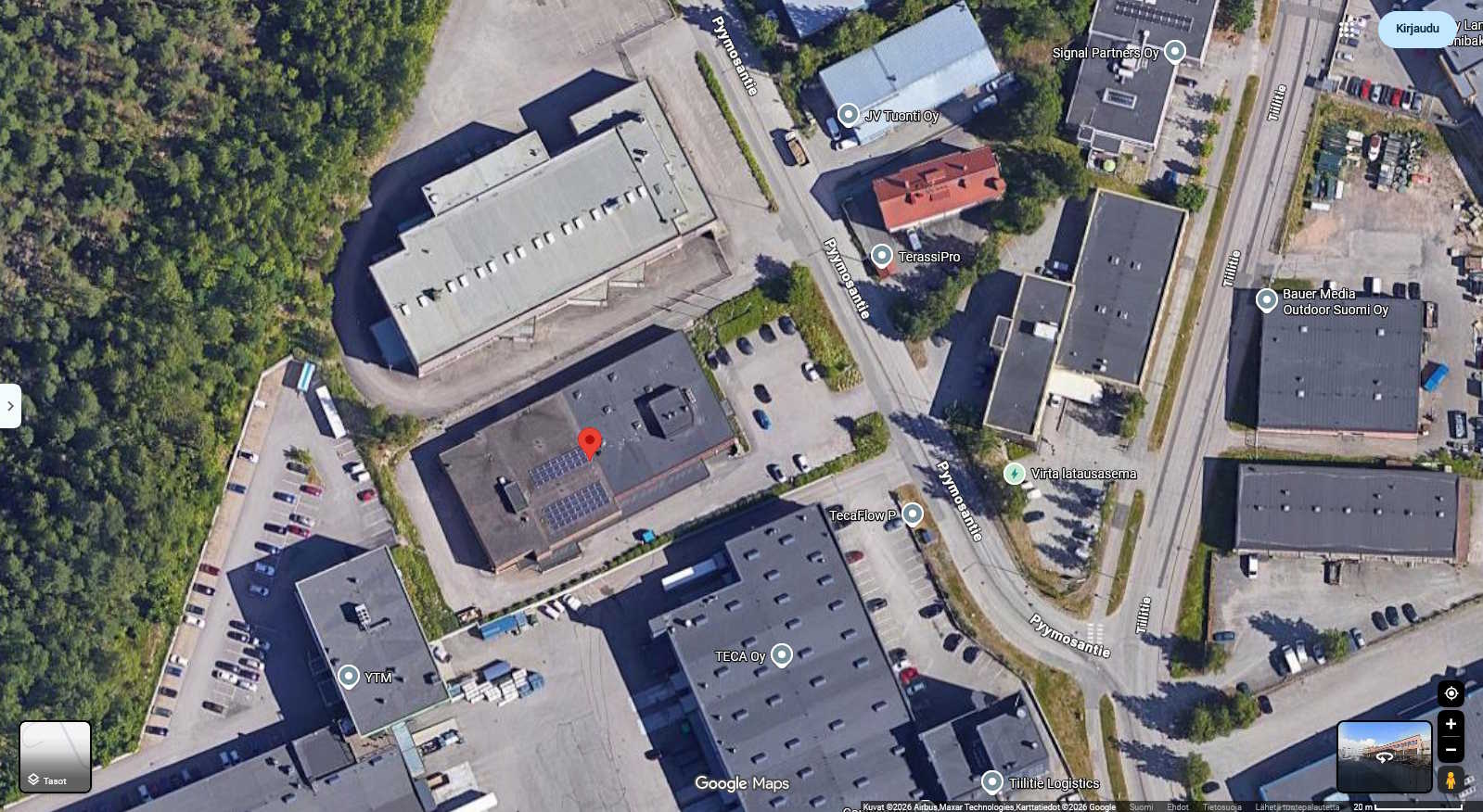 Pyymosantien katolla olisi tilaa BB-talon pihalle. Kuva: © Google Streetview.