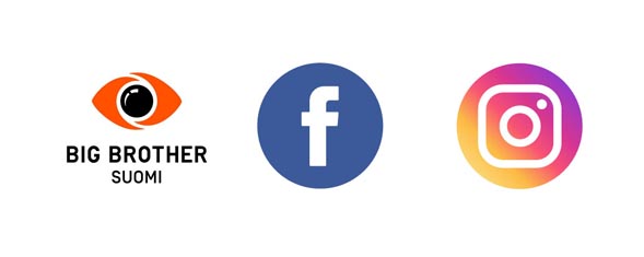 Big Brotherin, Facebookin ja Instagramin logot. Kuva: © 2019 Nelonen Media, Facebook ja Instagram / Saragnzalez / Freepik.com
