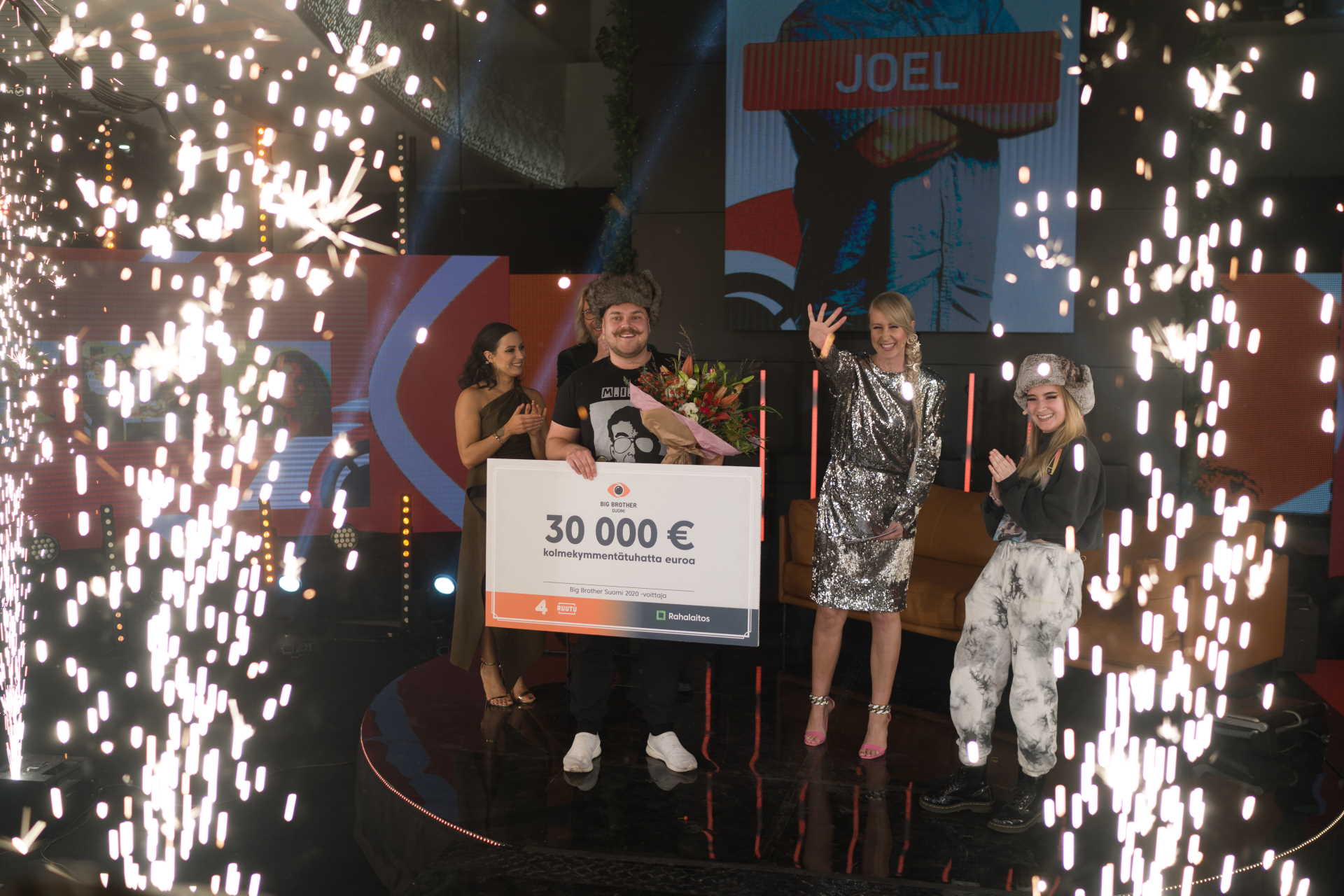 Joel on Big Brother 2020 -voittaja, Kristiina sijoittui toiseksi. Kuva: © Jukka Alasaari / Nelonen Media.